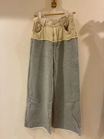 레이빔즈 그레이 아이보리 와이드 팬츠