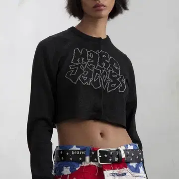 heaven by Marc Jacobs 라메 크롭 니트 가디건