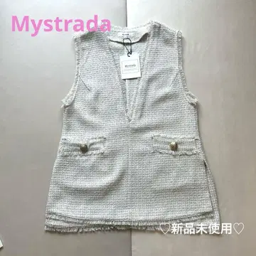 새상품 Mystrada 트위드 베스트 36