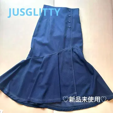 새상품 저스길리티 데님 플레어 롱 스커트
