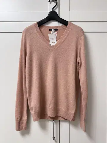 새상품 UNIQLO 캐시미어 100% V넥 스웨터 M 10핑크