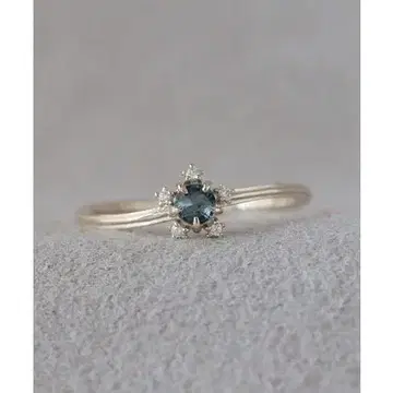 K10 레갈리노 런던 블루 토파즈 x CZ W 로즈컷 반지