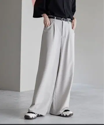 cussil/TR 스트레치 루즈 실루엣 하이웨스트 스트레이트 팬츠