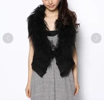 goa 고아 2way 티베트 퍼 베스트 무스탕 블랙 y2k