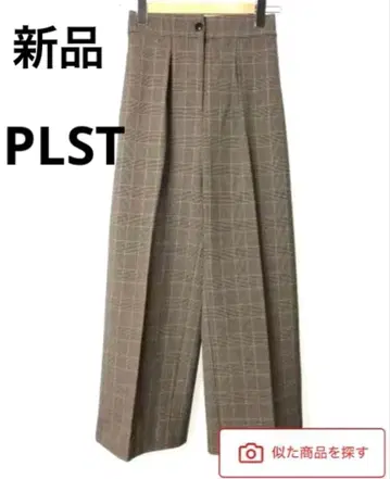 PLST 웜 리저브 와이드 팬츠 체크 브라운 XXS