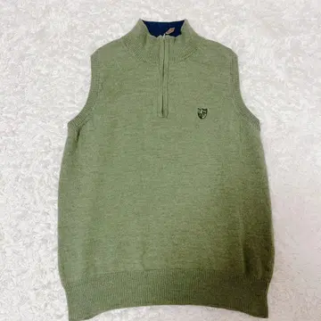 POLO 하프 지퍼 울 100% 니트 베스트
