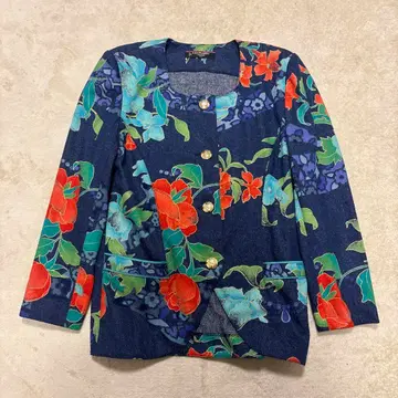 초레어 LEONARD 노카라 자켓 골드 버튼 꽃무늬 데님 9