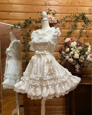 모모코하우스 스테디셀러 프릴 에이프런 세미 미들 화이트