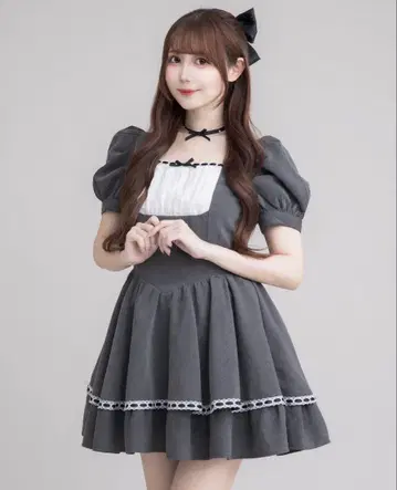 pium 사다리 리본 도리 원피스 그레이