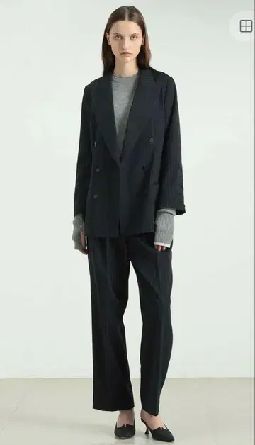 bacca 스트라이프 패턴 네이비 팬츠