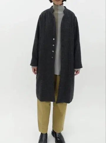 울 거즈 헤링본 가벼운 코트