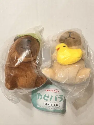 카피바라 목욕탕 가챠 봉제 인형 사우나 햇 병아리 2종