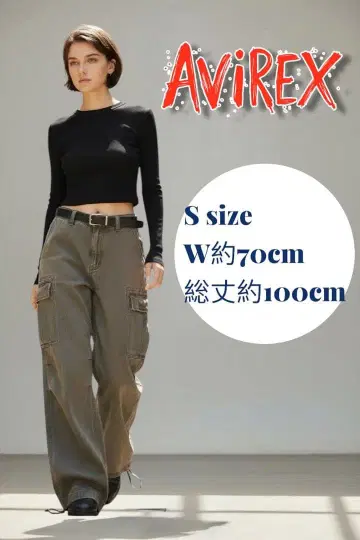 아비렉스 AVIREX 데님 팬츠 S 와이드 하의 밀리터리
