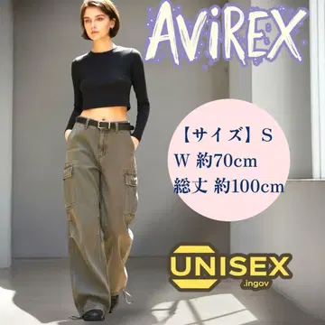 아비렉스 AVIREX 데님 팬츠 S 와이드 하의 밀리터리