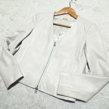 [ 레어 ] 아나이 노카라 가죽 자켓 양가죽 더블 지퍼 그레이지