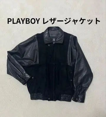 PLAY BOY 절개 램 가죽 자켓 M 블랙