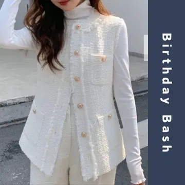 birthdaybash 트위드 베스트 화이트