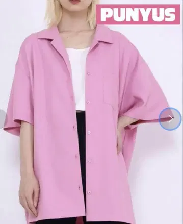 PUNYUS 푸뉴즈 핑크 오픈 카라 셔츠 오버사이즈 셔츠
