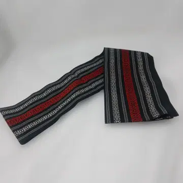 남성용 오비 블랙 빨간색 스트라이프 하카타 오리