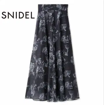 snidel 스나이델 오간 시스루 프린트 스커트
