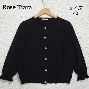 로즈 티아라 가디건 펄 버튼 블랙 42