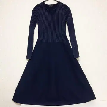 PLST 플라스테 홀가먼트 리브 니트 원피스 네이비 M 새상품급