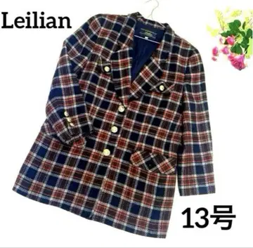 Leilian 체크 무늬 테일러드 자켓 13호