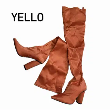 YELLO 새틴 오렌지 롱 부츠