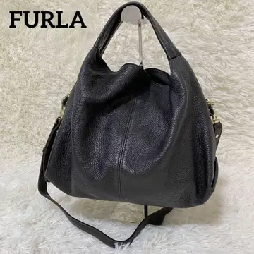 [ 새상품급 ] FURLA 2way 숄더백 풀 가죽 블랙 훌라 블랙