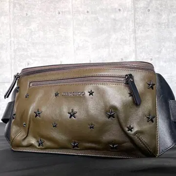 [ 고품질 ] 지미추 OSCAR 오스카 카키 가죽 바디백