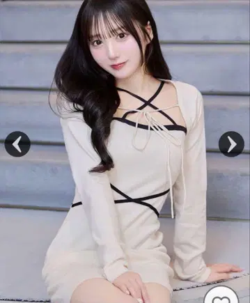 미셸 마카롱 크로스 니트 원피스 세트 프리 사이즈 베이지