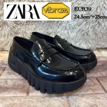 미사용 ZARA VIBRAM 통굽 가죽 로퍼 24.5~25cm