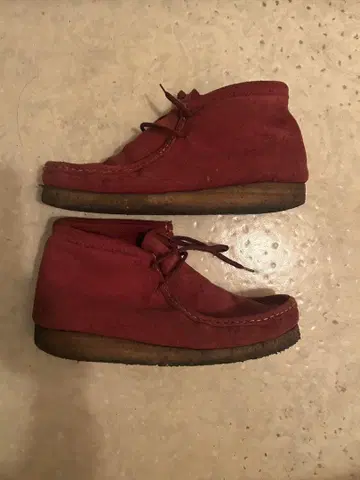 LANDS END 빨간색 스웨이드 모카신 신발
