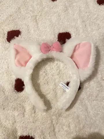 고양이 귀 헤어밴드 화이트 핑크