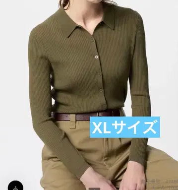 미사용품 유니클로 리브 폴로 가디건 XL 올리브