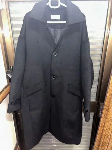 완판템 ADRER 비버 멜톤 스텐카라 코트 블랙 L 사이즈