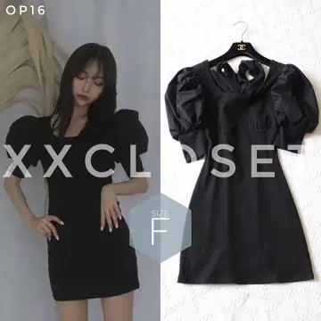 op16 MELT THE LADY 백리본 퍼프 슬리브 리브 원피스 F