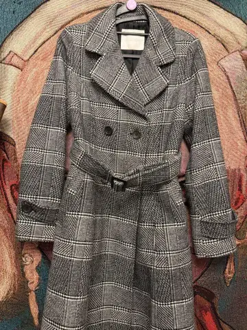CECiL McBEE 그레이 계열 체크 롱 코트 M