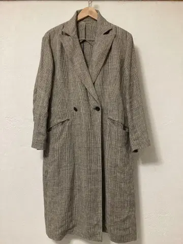 Deuxieme Classe 린넨 롱 코트 글렌체크