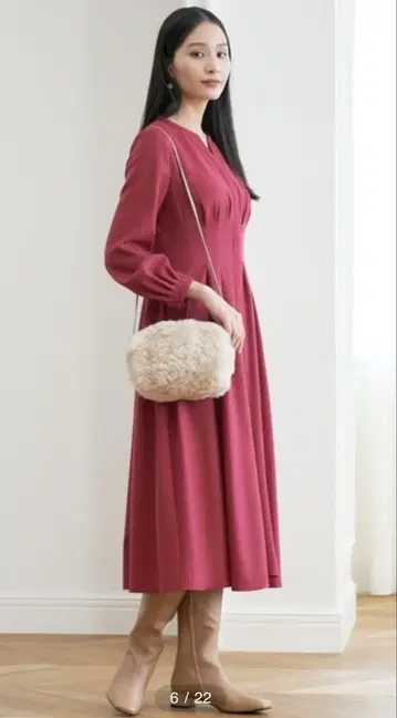 아나이 소프트 암운젠 턱 플레어 원피스 롱 38