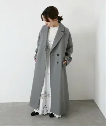 [ SLOBE IENA Fi.m ] 멜톤 플레어 테일러 코트 그레이