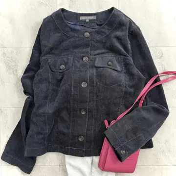 새상품급 로라 애슐리 네이비 블루 코듀로이 자켓 L