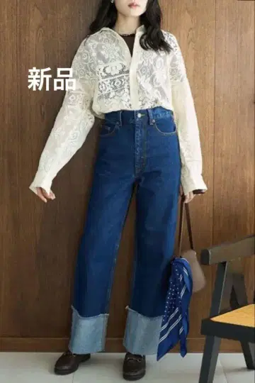 새상품 FREAK'S STORE 롤업 와이드 데님