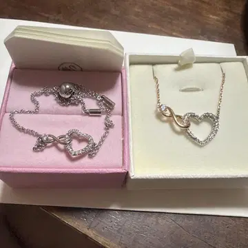 Swarovski 하트형 목걸이 팔찌 세트