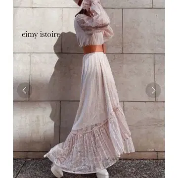 eimy istore 플리츠 레이스 롱 원피스 핑크