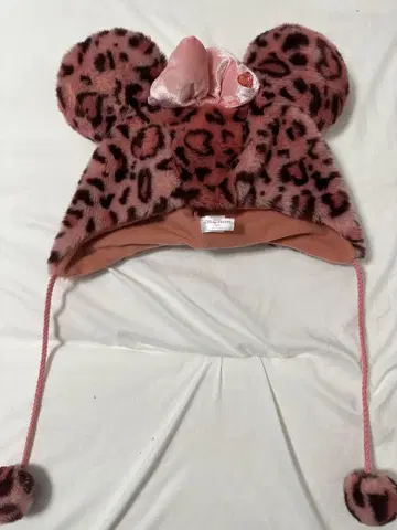 디즈니 미니 핑크 레오파드 무늬 팬 캡