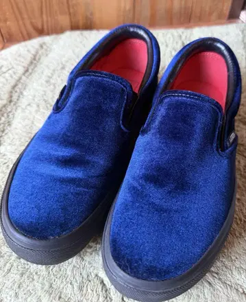 VANS 벨로아 슬립온 통굽 스니커즈 네이비 22