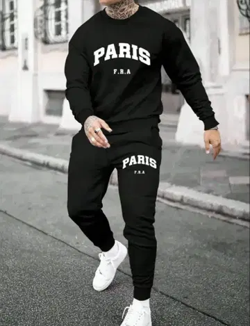[ 새상품 PARIS 로고 ] 맨투맨 셋업 블랙 후드티