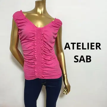 [ 2684 ] ATELIER SAB 슬리브리스 셔링 상의 38