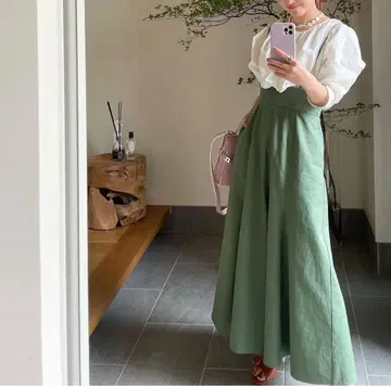 bluelea 오버롤 스커트 카키 M BLUELEA 블루레아